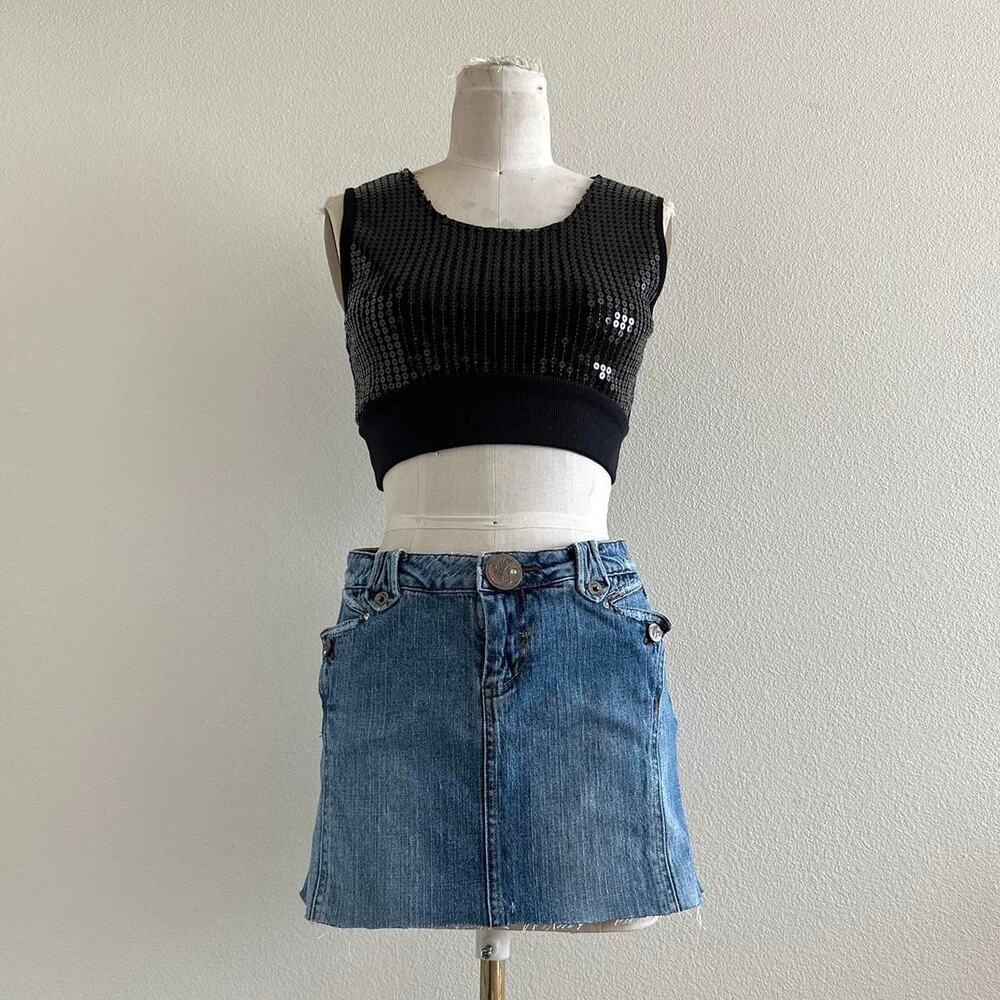 handmade black embellished sequin rib tank top
